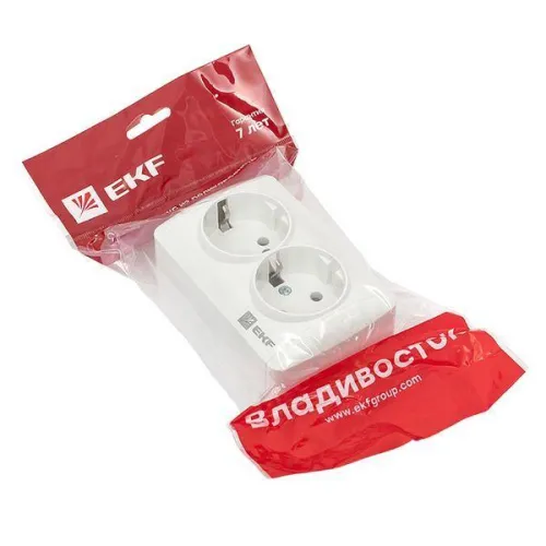 Розетка 2-м ОП Владивосток 16А IP44 с заземл. EKF EQR16-129-30-54 фото 2