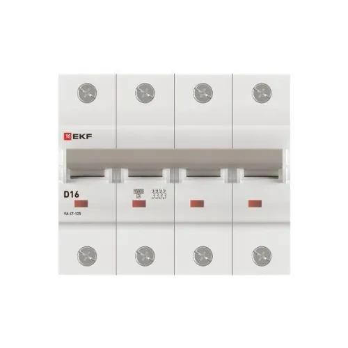 Выключатель автоматический 4п D 16А 15кА ВА 47-125 PROxima EKF mcb47125-4-16D фото 4