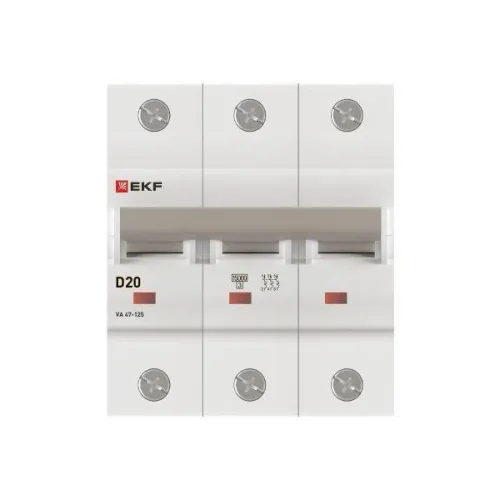 Выключатель автоматический 3п D 20А 15кА ВА 47-125 PROxima EKF mcb47125-3-20D фото 4