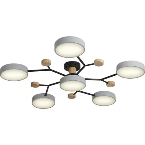 Люстра светодиодная SCANDIA 84Вт 800х800х170мм 30кв.м потолочная ДУ 3 режима диммир. сер./черн./дерево Ritter 52079 5 фото 5