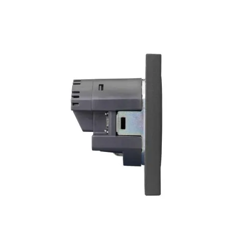 Розетка 1-м СП STRONG MIELE 16А с заземл. защ. шторки с USB A+C быстрой зарядки 5В/3А графит Kranz KR-78-0704-6 фото 3