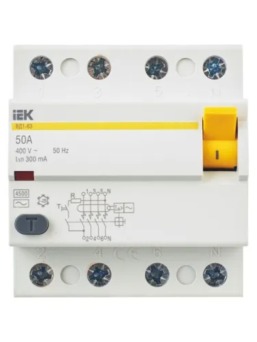 Выключатель дифференциального тока (УЗО) 4п 50А 300мА тип AC ВД1-63 KARAT IEK MDV10-4-050-300 фото 8