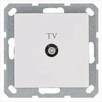 Розетка телевизионная оконечная TV Ф9.5мм механизм бел. глянцевый Jasmart G6001W
