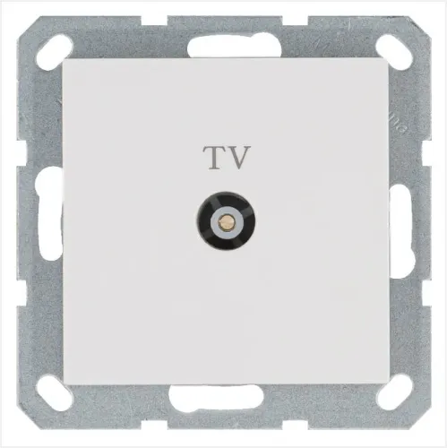 Розетка телевизионная оконечная TV Ф9.5мм механизм бел. глянцевый Jasmart G6001W