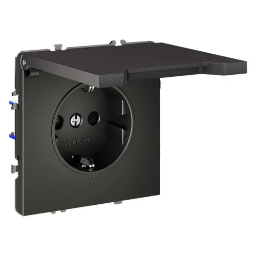 Розетка 1-м СП S70 16А с заземл. защ. шторки + крышка механизм титан Voltum VLS040306 фото 7