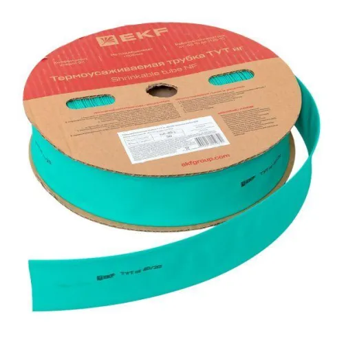 Трубка термоусадочная ТУТ нг 40/20 зел. (уп.50м) EKF tut-40-j фото 4