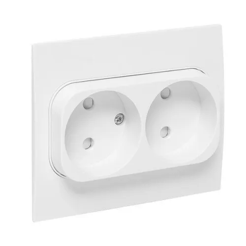 Розетка 2-м СП Стокгольм 10А IP20 без заземл. защ. шторки бел. PROxima EKF EXR10-102-10 фото 4