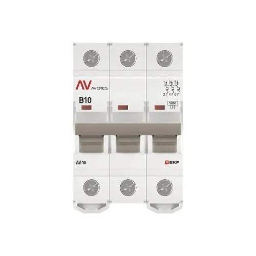 Выключатель автоматический модульный 3п B 10А 10кА AV-10 AVERES EKF mcb10-3-10B-av фото 4