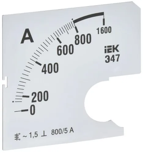 Шкала сменная для амперметра Э47 800/5А-1.5 72х72мм IEK IPA10D-SC-0800