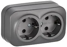 Розетка 2-м ОП GLORY РС22-3-ХСм 16А с заземл. без защ. шторок сталь матов. IEK ERH21-K46M-16