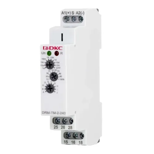 Реле времени многофункциональное конфигурация контакта 2CO AС/DC 12-240В DKC DRM-TM-2-240 фото 2