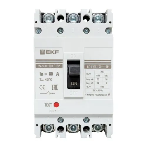 Выключатель автоматический 3п 100/80А 35кА ВА-99М PROxima EKF mccb99-100-80m фото 5