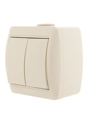 Выключатель 2-кл. ОП Nata 10А IP20 крем. LEZARD 710-0300-101 фото 4