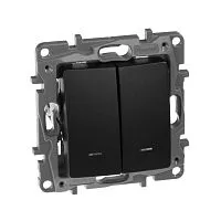 Выключатель 2-кл. СП Etika 10А IP20 250В 10AX с подсветкой/индикацией авт. зажимы механизм антрацит IEK 672604