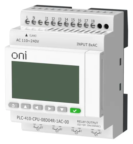 Модуль ЦПУ ПЛК 410 8 DI 4 RO 220В AC с Ethernet портом с экраном ONI PLC-410-CPU-08D04R-1AC-00 фото 5