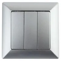 Выключатель 3-кл. СП Solo 4-106-03 10А 250В IP20 алюм. Intro Б0053603