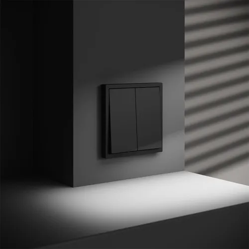 Переключатель проходной 2-кл. СП S70 10А механизм черн. матов. Voltum VLS020308 фото 5