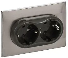 Розетка 2-м SKANDY 16А с заземл. защ. шторки в сборе SK-R07N никель IEK SK-R24-16-K50-F