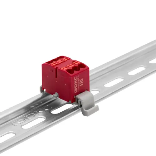 Блок распределительный зажим push-in 6 точек подключения 25кв.мм красн. DKC DTP1-006-04SPUR фото 2