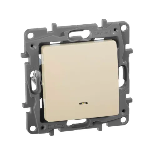 Переключатель 1-кл. СП Etika Plus 10А IP20 250В 10AX с подсветкой безвинтов. зажимы механизм сл. кость IEK 672315