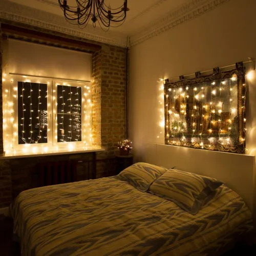 Гирлянда светодиодная "Светодиодный Дождь" 1.5х1м 96LED тепл. бел. 8Вт 230В IP20 с контроллером провод прозр. Neon-Night 235-026 фото 5