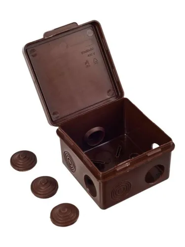 Коробка распаячная ОП КМ 80х80х50 IP54 откид. крышка 7 вводов дуб IEK UKO31-080-080-050-K24-54 фото 4