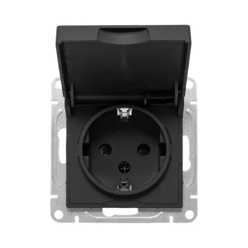 Розетка СП Эпика 16А IP44 с заземл. защ. шторки с крышкой механизм черн. EKF UP1-SOB-111-44 фото 10