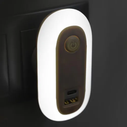 Светильник светодиодный ночник LED USB+TypeC 220В NL-267 Camelion 15384 фото 5