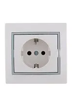 Розетка 1-м СП Mira 16А IP20 с заземл. с сер. вставкой керамика бел. LEZARD 701-0215-122
