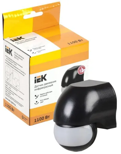 Детектор движения ДД 010 1100Вт угол обз. 180град. дальн. 10м IP44 черн. IEK LDD10-010-1100-002 фото 2