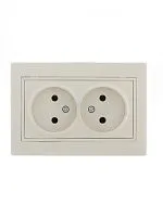 Розетка 2-м СП Mira 16А IP20 без заземл. со вставкой керамика крем. LEZARD 701-0303-128