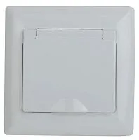 Розетка 1-м СП Solo 16А 250В IP44 2P+E Schuko защ. шторки с крышкой бел. Intro Б0043361