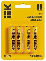 Элемент питания алкалиновый AA/LR6 Alkaline (блист.4шт) IEK ABT-LR06-OP-L04
