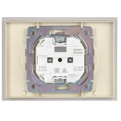 Розетка 2-м SKANDY 10А без заземл. без защ. шторок для плоской вилки SK-R03Sh шампань IEK SK-R20-10-K37 фото 3