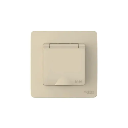 Розетка 1-м СП Blanca 16А IP44 250В с заземл. защ. шторки с крышкой беж. SE BLNRS441117 фото 3