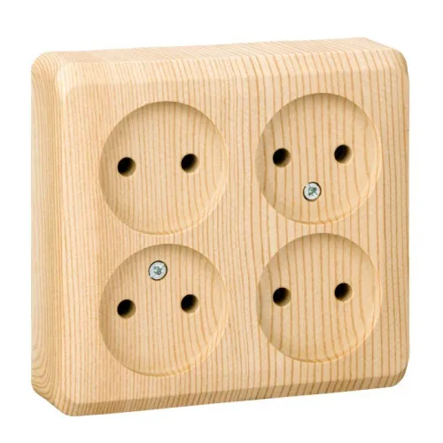 Розетка 4-м ОП Этюд 16А IP20 250В без заземл. без защ. шторок сосна SE PA16-205D фото 3