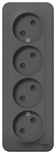 Розетка 4-м ОП Blanca 16А IP20 250В без заземл. без защ. шторок с изолир. пластиной антрацит SE BLNRA000416 фото 2