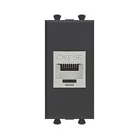 Розетка компьютерная 1мод. Avanti "Черный матовый" RJ45 кат.5E без шторок экранир. модульная механизм DKC 4412761