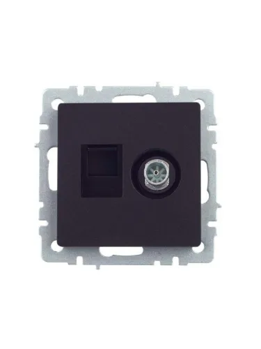 Розетка компьютерная + телевизионная 2-м Brite РТВ/РК12-БрЧ RJ45 кат.5E + TV механизм черн. IEK BR-AK20-1-K02 фото 2