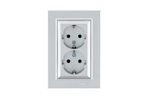 Розетка 2-я с/з СП Karea 16А IP20 серебр. Makel 56065082