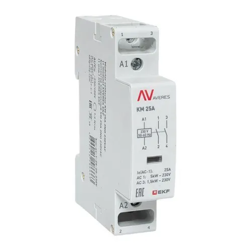 Контактор модульный КМ 25А 2NО 230В AC (1 мод.) AVERES EKF km-av-1-25-20-230V