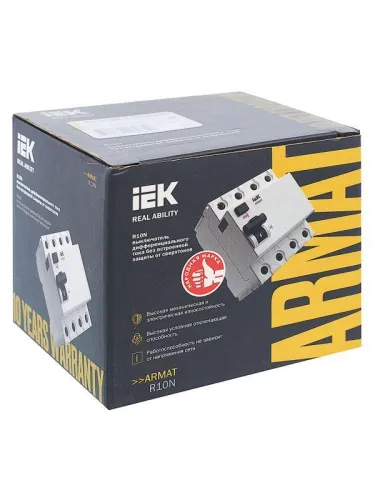 Выключатель дифференциального тока (УЗО) 4п 40А 300мА тип AC ВДТ R10N ARMAT IEK AR-R10N-4-040C300 фото 3
