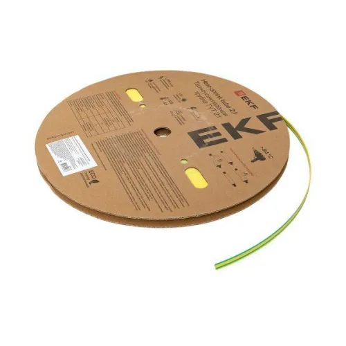 Трубка термоусадочная ТУТ нг 8/4 желт./зел. (уп.100м) EKF tut-8-yg фото 3