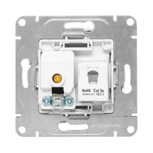 Розетка телевизионная + компьютерная СП Эпика TV + RJ45 кат.5 механизм алюм. EKF UP1-SOA-TV+RJ фото 5