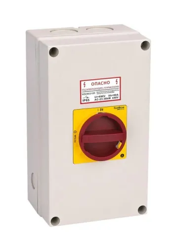 Выключатель-разъединитель главный аварийный 4п 100А IP65 закрытого исп. с замком SE MSD100411R