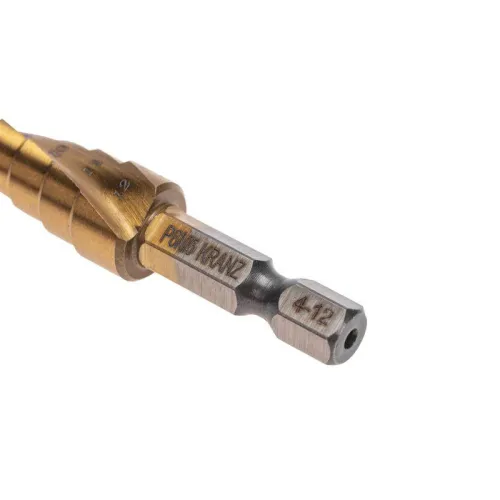 Сверло ступенчатое 4-5-6-7-8-9-10-11-12мм Р6М5 ТИТАН шестигр. хвостовик Kranz KR-12-6615 фото 5