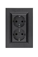 Розетка 2-я Karea LINE STAR с заземл. дым. металлик Makel 86050082