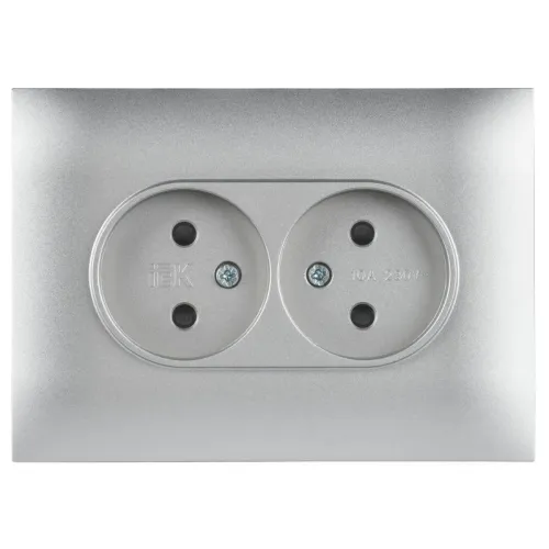 Розетка 2-м SKANDY 10А без заземл. защ. шторки в сборе SK-R09S серебр. IEK SK-R23-10-K23-F фото 2