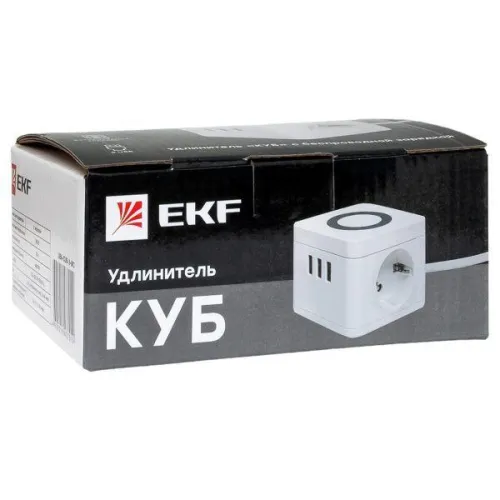 Удлинитель "Куб" 2х1.3м 3USB 2.4А+зарядное устройство 1кв.мм EKF UBA-CUB-3-WC фото 6