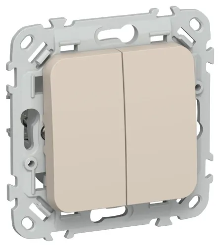 Выключатель проходной 2-кл. СП FLITE ВС62-1-0-ФлЛ 10А механизм льняной IEK FI-V22-0-10-1-K88